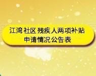 2024年1月江湾社区残疾人两项补贴申请情况公告表